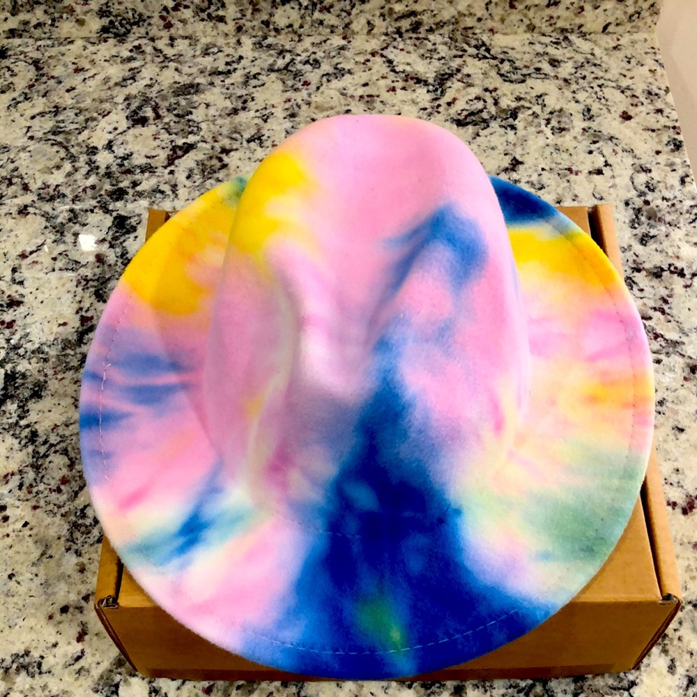 Tie dye fedora multicolor cotton candy